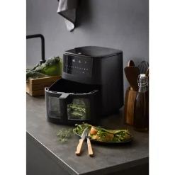 Clearance HOLM Airfryer med vindue 1650 watt Mat sort