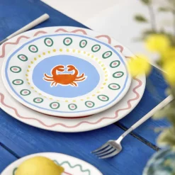 Hot Costa Nova Bliss Tallerken flad Blå/Koral/Rosa/Gr&oslash;n