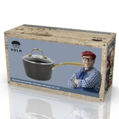 New HOLM Brasserie Kasserolle med glaslåg Sort