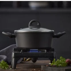 New Funktion Ceramica Gryde med glaslåg Sort