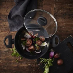 New Funktion Ceramica Gryde med glaslåg Sort