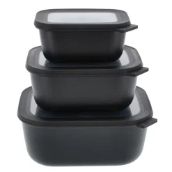 New Mepal Cirqula høj Rekt. skålesæt m.låg 3 stk. Black
