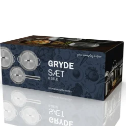 New Funktion Endurance Grydesæt m/låg 6 dele Blankt stål