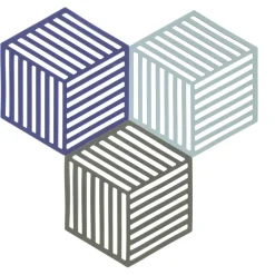 Online Zone Denmark Hexagon Bordskåner 3 stk. Indigo/Fog/Olive Taupe