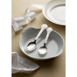 Discount Gense Klokke med blomster Dåbsske Blankt s&oslash;lv