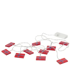 Discount Celebrate LED lyskæde m. 10 norske flag R&oslash;d/Blå
