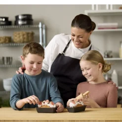 Blomsterbergs Mini-brødformsæt m. kagerulle 3 dele Antracitgrå