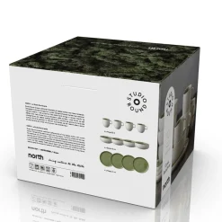 New Studio Round North Brunchsæt 12 dele Matte white/Shiny moss