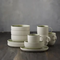 New Studio Round North Brunchsæt 12 dele Matte white/Shiny moss