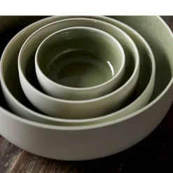 Online Studio Round North Skål Matte white/Shiny moss