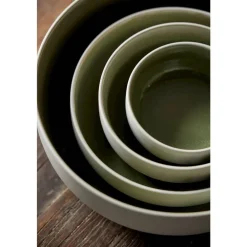 Online Studio Round North Skål Matte white/Shiny moss