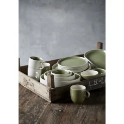 Online Studio Round North Skål Matte white/Shiny moss