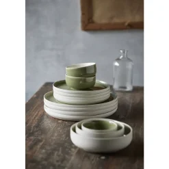 Online Studio Round North Skål Matte white/Shiny moss