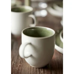 Online Studio Round North Skål Matte white/Shiny moss