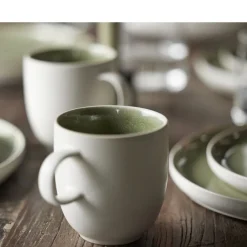 Online Studio Round North Skål Matte white/Shiny moss