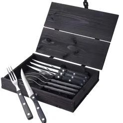 Sale Gense Old Farmer Black Steakbestik/grillbestik 8 dele Sort/Stål