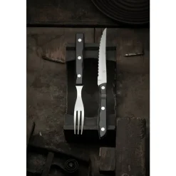 New Gense Old Farmer Black Steakkniv Sort/Stål