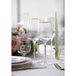 Sale Lyngby Glas Palermo Gold Hvidvinsglas 4 stk. Klar
