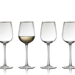 Sale Lyngby Glas Palermo Gold Hvidvinsglas 4 stk. Klar