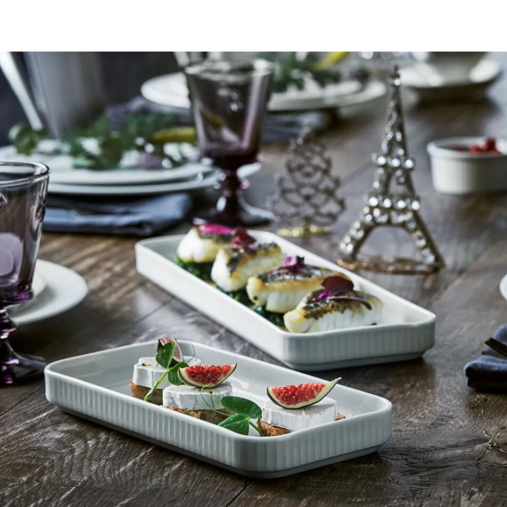 Outlet Pillivuyt Plissé Fad rektangulært Hvid