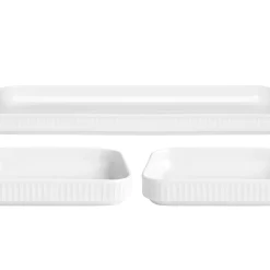 Clearance Pillivuyt Plissé Fadsæt rektangulært 3 dele Hvid