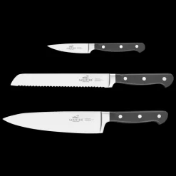 New Lion Sabatier International Pluton Knivsæt 3 dele Stål/Sort