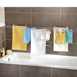 Clearance Leifheit Rollfix 210 Longline Vægmonteret tørrestativ Hvid