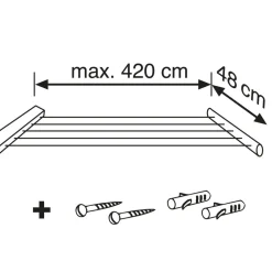 Clearance Leifheit Rollfix 210 Longline Vægmonteret tørrestativ Hvid