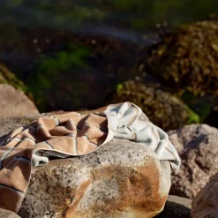 Outlet Zone Denmark Sauna Badehåndklæde Camel/Ice Blue/Olive Green