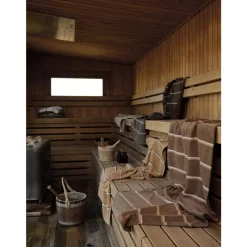 Outlet Zone Denmark Sauna Badehåndklæde Camel/Ice Blue/Olive Green