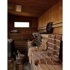 Discount Zone Denmark Sauna Badehåndklæde Taupe/Camel/Sky Blue