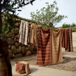 Discount Zone Denmark Sauna Håndklæde Taupe/Camel/Sky Blue