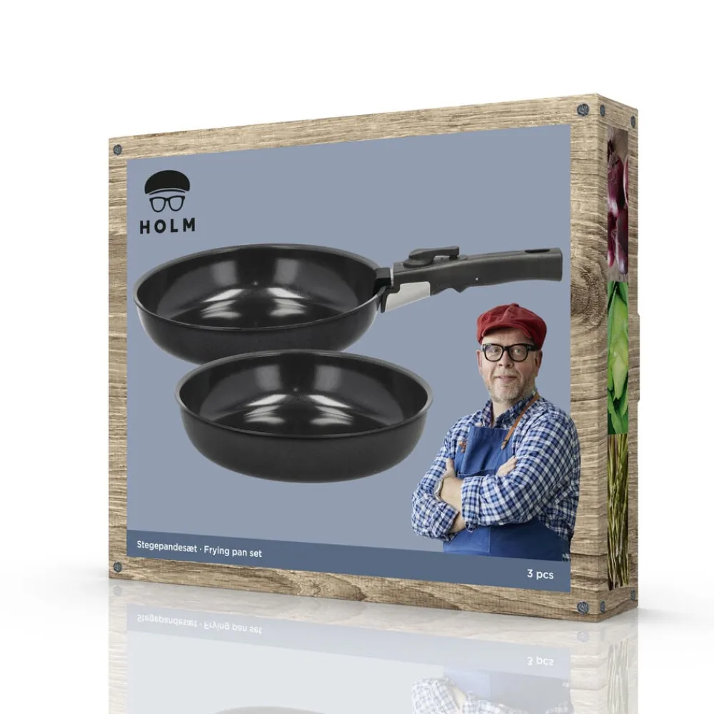 HOLM Stegepandesæt aftagel. håndtag Sort