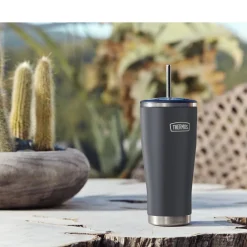 New Thermos Termokrus med sugerør Sort